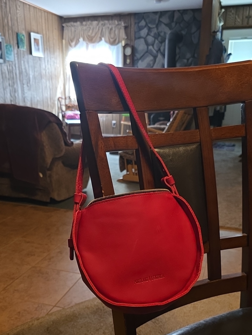 Portland Leather Moon Shot Shoulder Bag- Berry - Picture 3 of 3